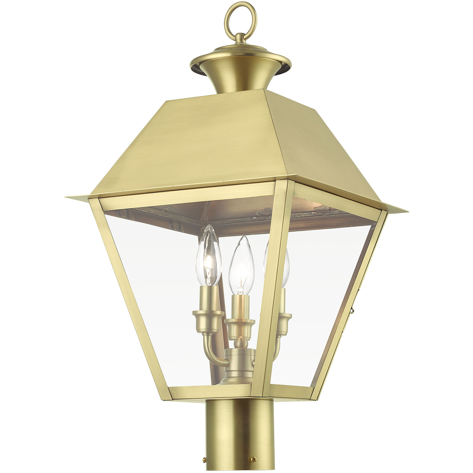 Wentworth 3 Light 22 inch Natural Brass Outdoor Post Top Lantern, Large