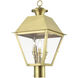 Wentworth 3 Light 22 inch Natural Brass Outdoor Post Top Lantern, Large