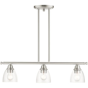 Montgomery 3 Light 30 inch Brushed Nickel Linear Chandelier Ceiling Light