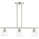 Montgomery 3 Light 30 inch Brushed Nickel Linear Chandelier Ceiling Light