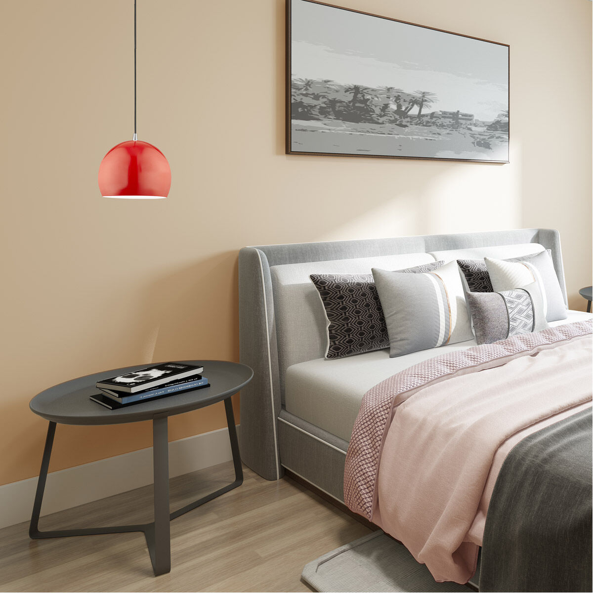 Allison 1 Light 10 inch Shiny Red Mini Pendant Ceiling Light