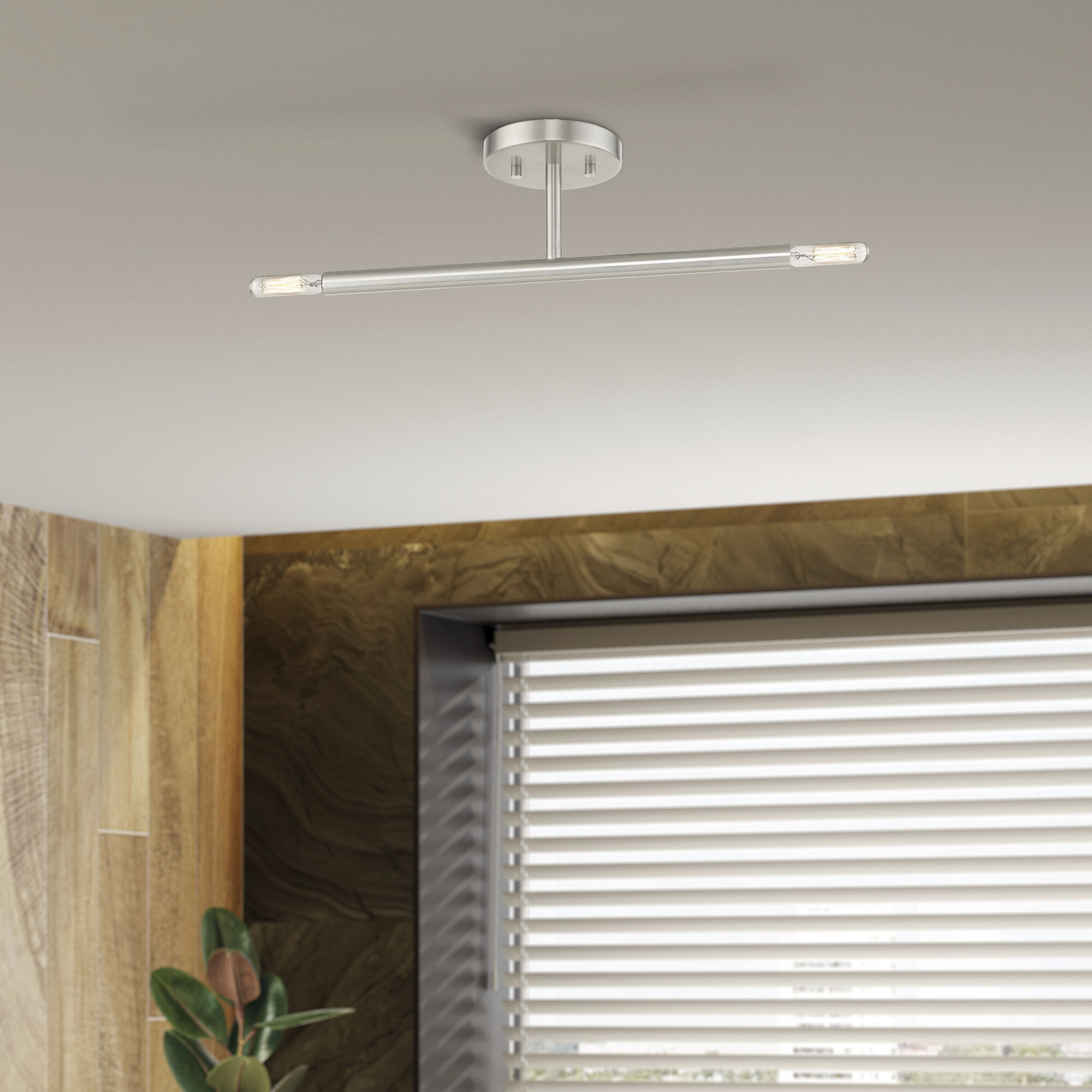 Copenhagen 2 Light 5.13 inch Brushed Nickel Semi-Flush Ceiling Light