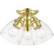 Montgomery 3 Light 14 inch Polished Brass Semi-Flush Ceiling Light