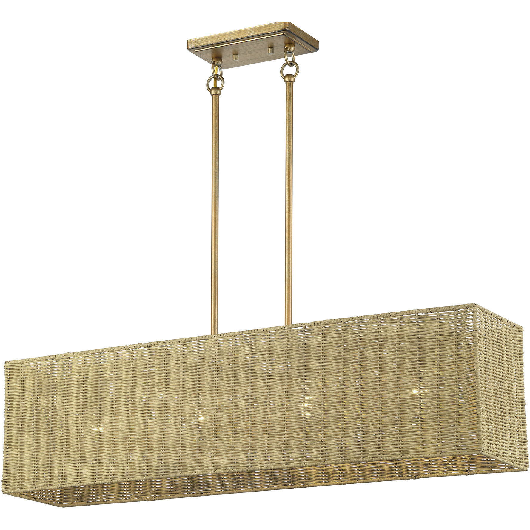 Weavington 4 Light 36 inch Antique Gold Leaf Linear Chandelier Ceiling Light, Large