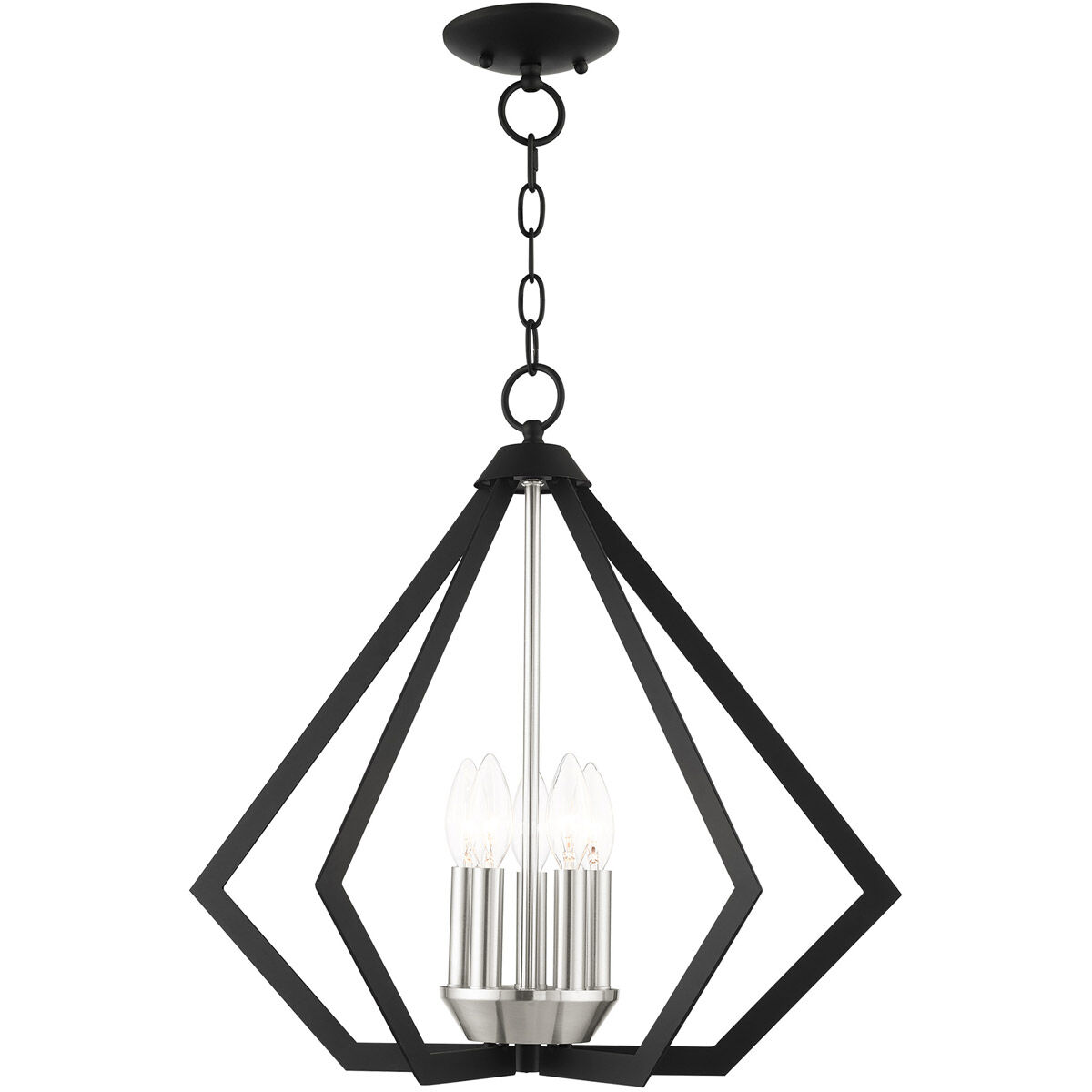 Prism 5 Light 20 inch Black with Brushed Nickel Cluster Chandelier Ceiling Light 
