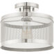 Industro 1 Light 11 inch Brushed Nickel Semi Flush Ceiling Light
