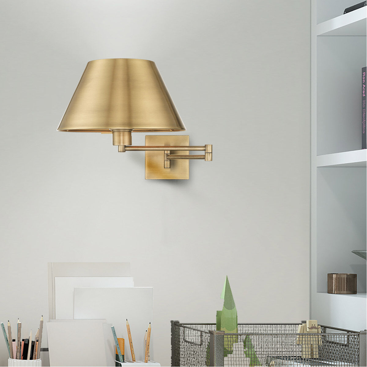 Allison 25 inch 100.00 watt Antique Brass Swing Arm Wall Lamp Wall Light