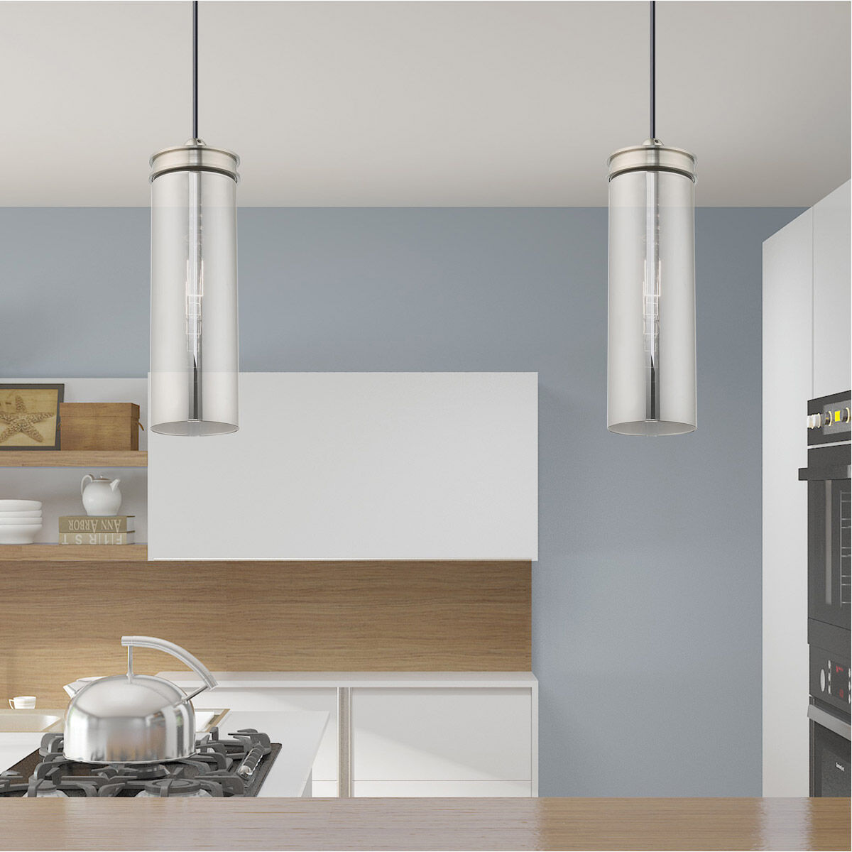 Art Glass 1 Light 5 inch Brushed Nickel Mini Pendant Ceiling Light