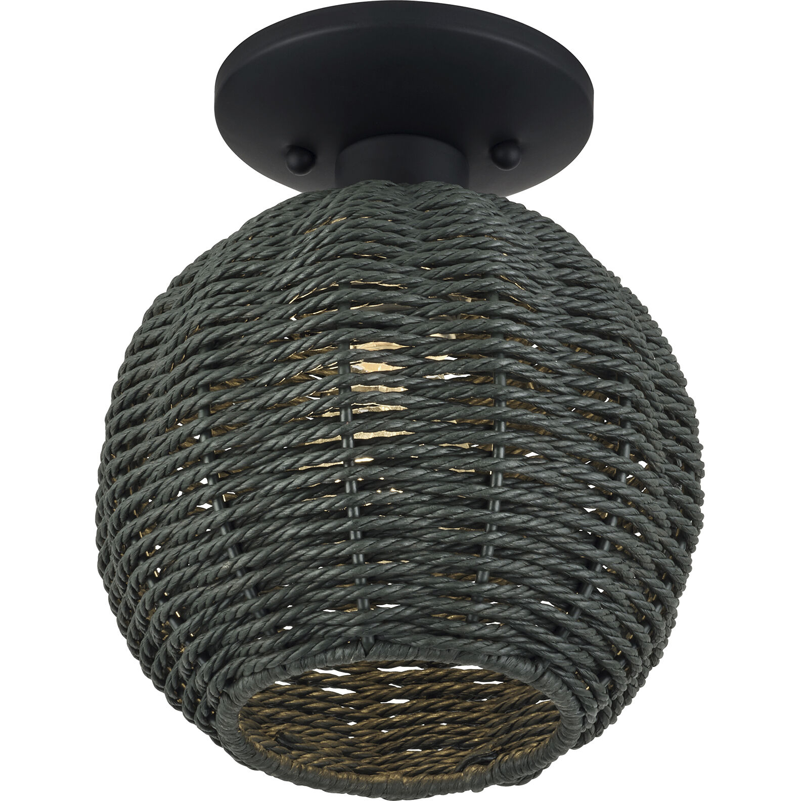 Deluna 1 Light 8 inch Black Semi Flush Mount Ceiling Light, Small