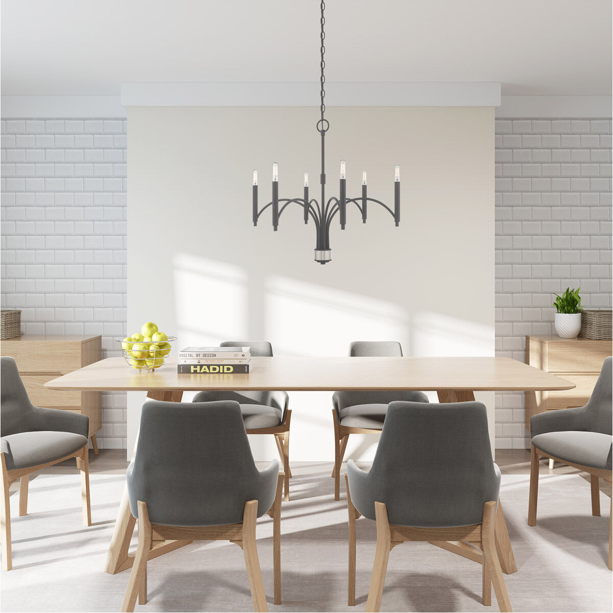 Wisteria 6 Light 26 inch Scandinavian Gray Chandelier Ceiling Light