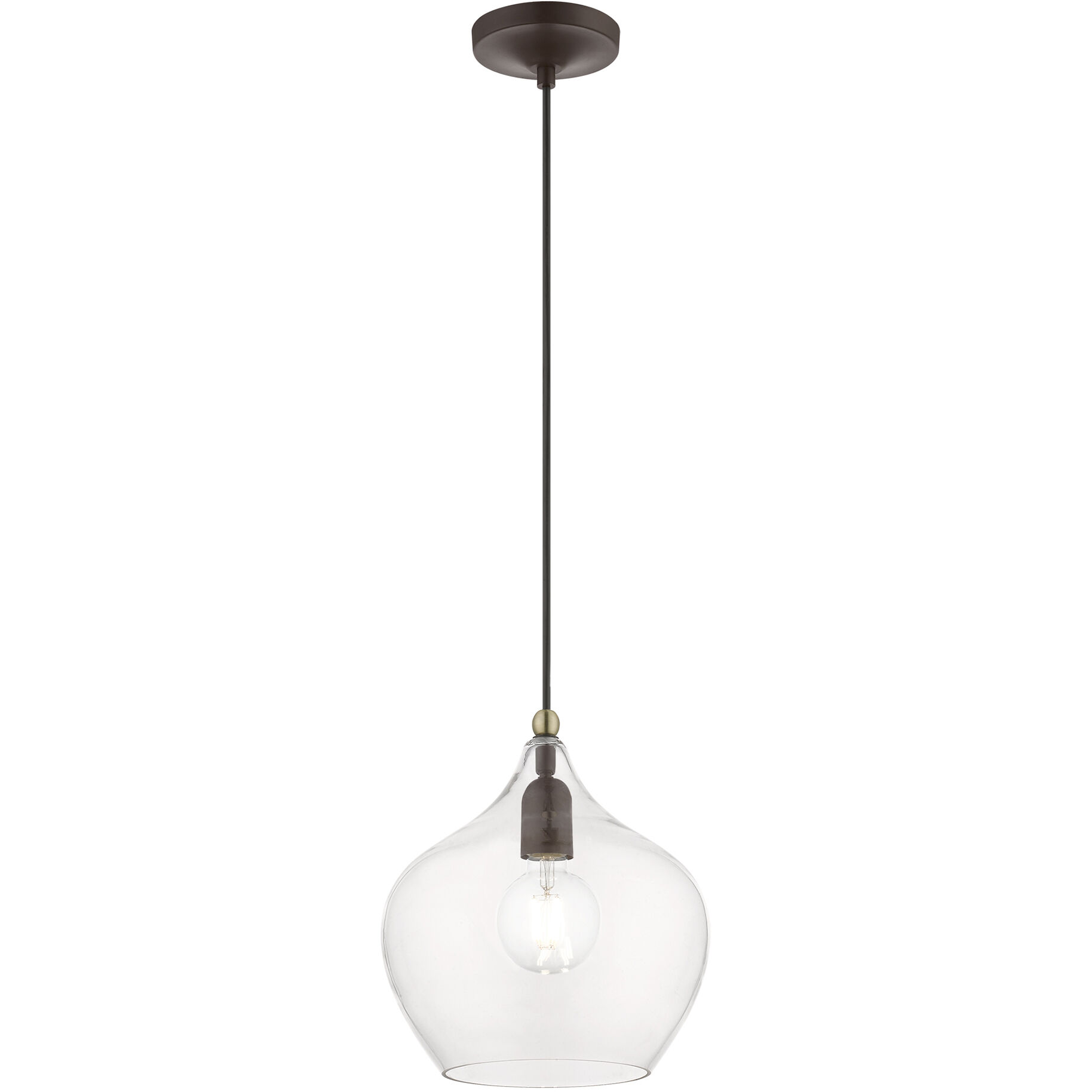 Aldrich 1 Light 10 inch Bronze with Antique Brass Accent Pendant Ceiling Light
