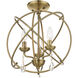 Aria 3 Light 16 inch Antique Brass Convertible Chandelier / Semi Flush Ceiling Light