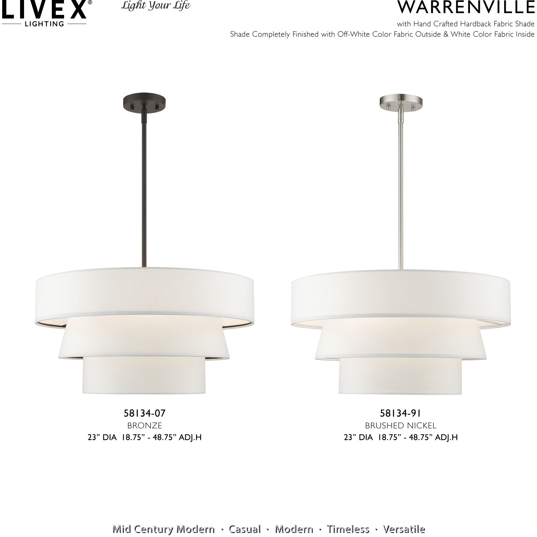 Warrenville 4 Light 23 inch Brushed Nickel Pendant Chandelier Ceiling Light