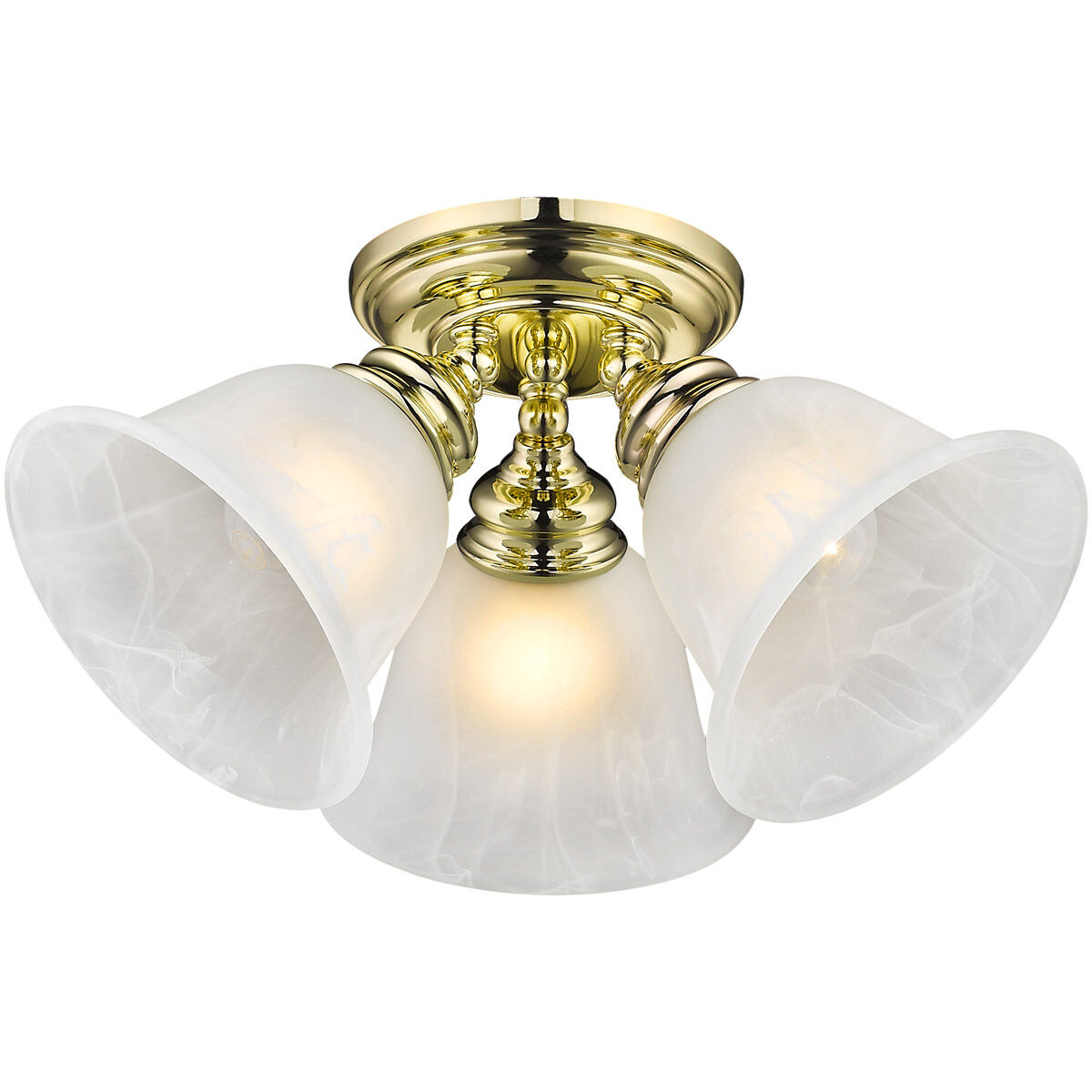 Essex 3 Light 15 inch Polished Brass Semi-Flush Mount Ceiling Light