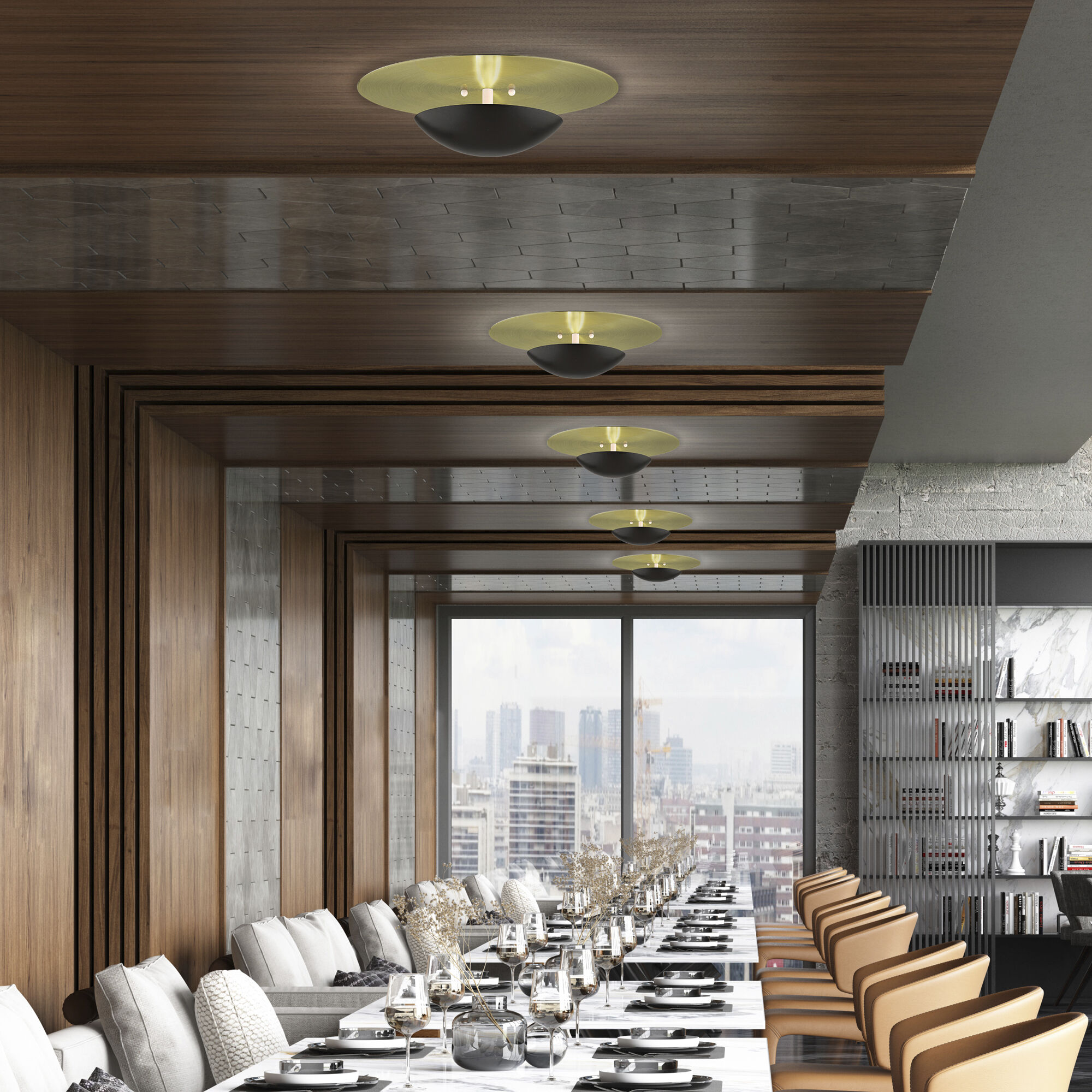 Ventura 2 Light 15 inch English Bronze with Antique Brass Reflector Semi-Flush/Wall Sconce Ceiling Light, Large