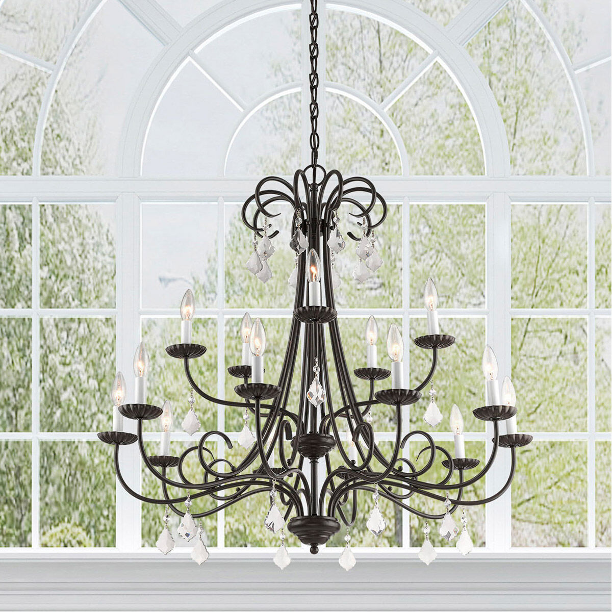 Daphne 15 Light 36 inch English Bronze Foyer Chandelier Ceiling Light
