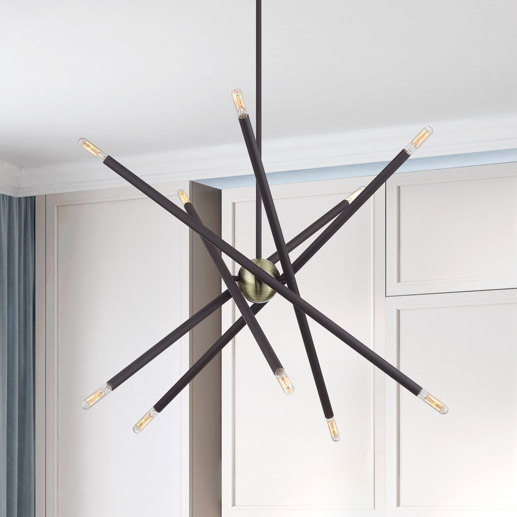 Soho 10 Light 28 inch Bronze with Antique Brass Accents Chandelier Ceiling Light