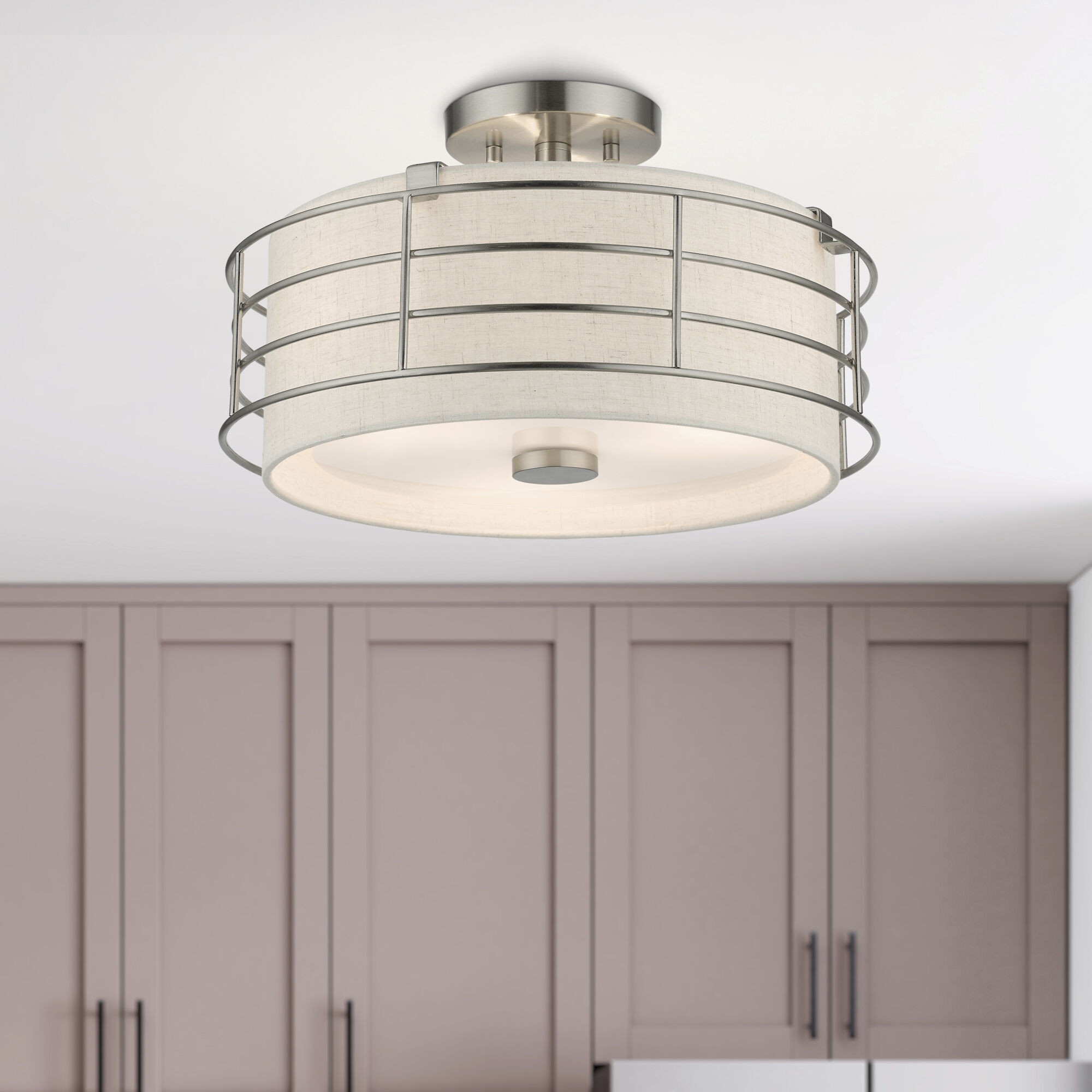 Blanchard 3 Light 15 inch Brushed Nickel Semi Flush Mount Ceiling Light, Large