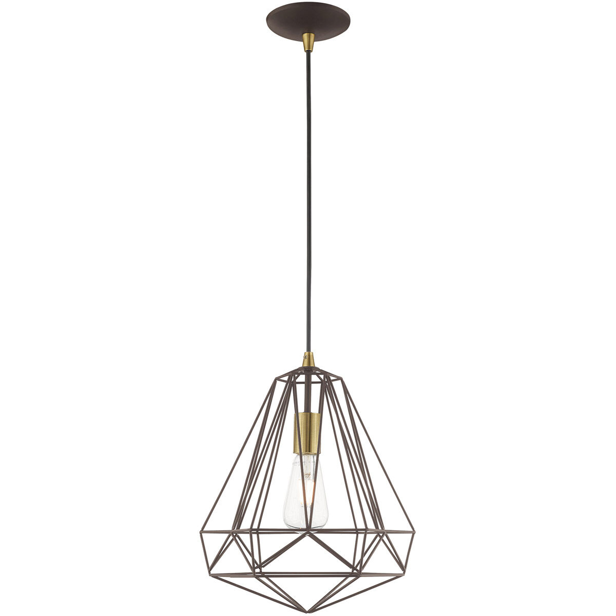 Geometric 1 Light 12 inch Bronze Mini Pendant Ceiling Light