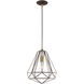 Geometric 1 Light 12 inch Bronze Mini Pendant Ceiling Light