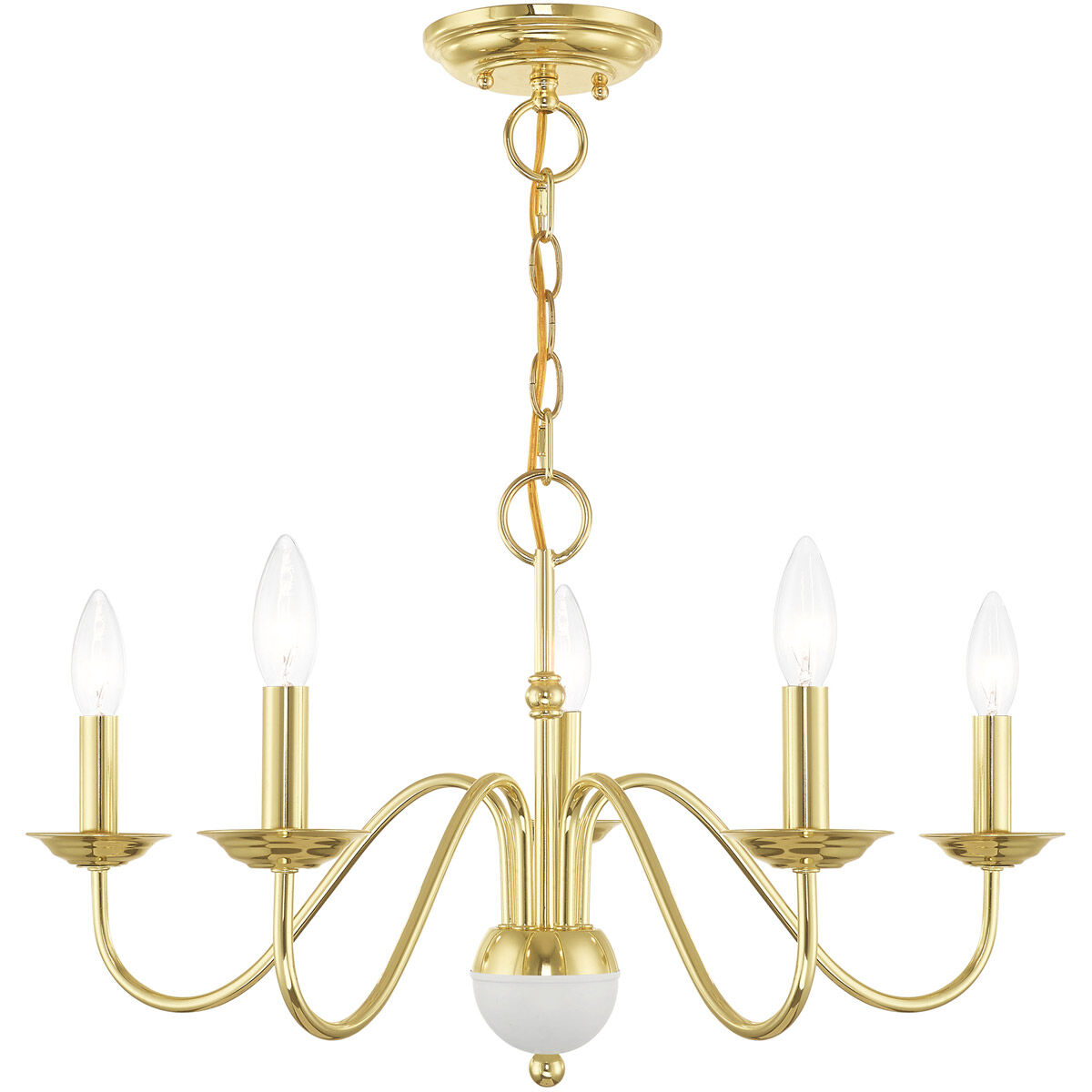 Windsor 5 Light 24 inch Polished Brass Chandelier Ceiling Light