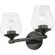 Willow 2 Light 15 inch Black Chrome Vanity Sconce Wall Light