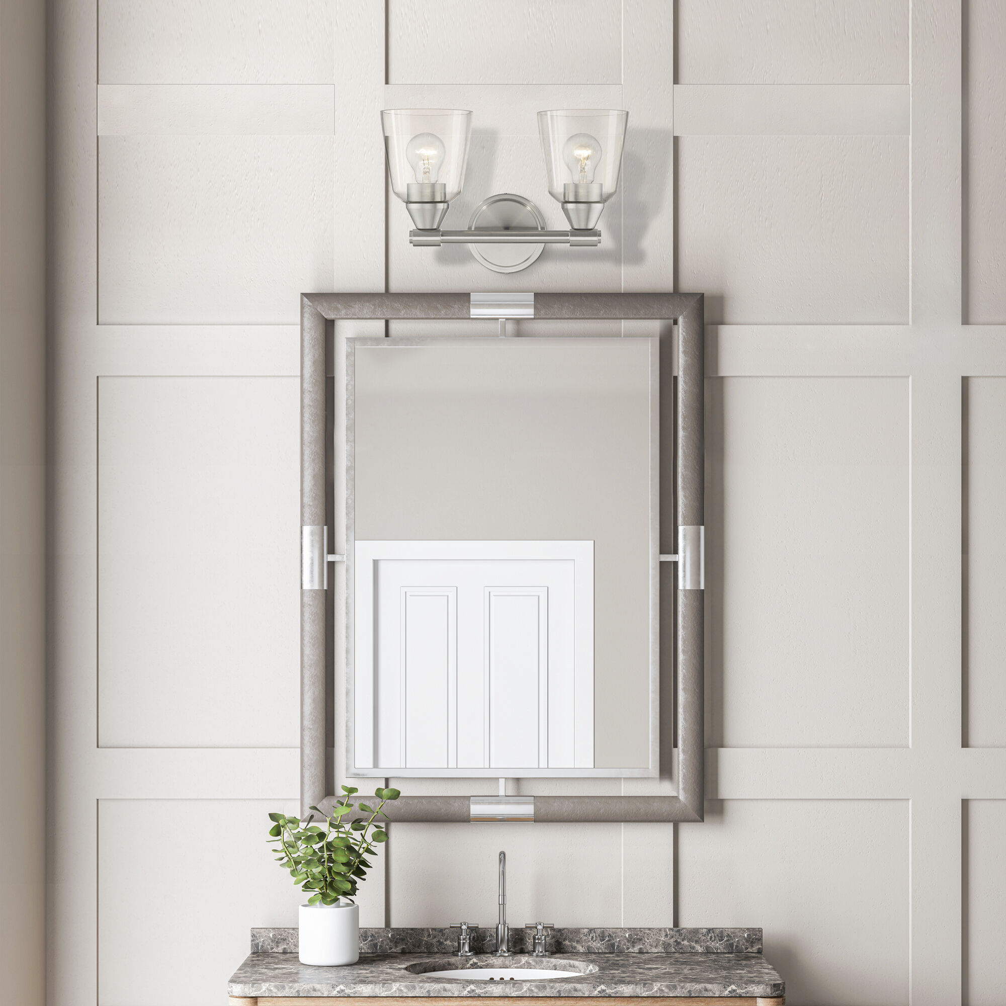 Catania 2 Light 14 inch Brushed Nickel Vanity Sconce Wall Light