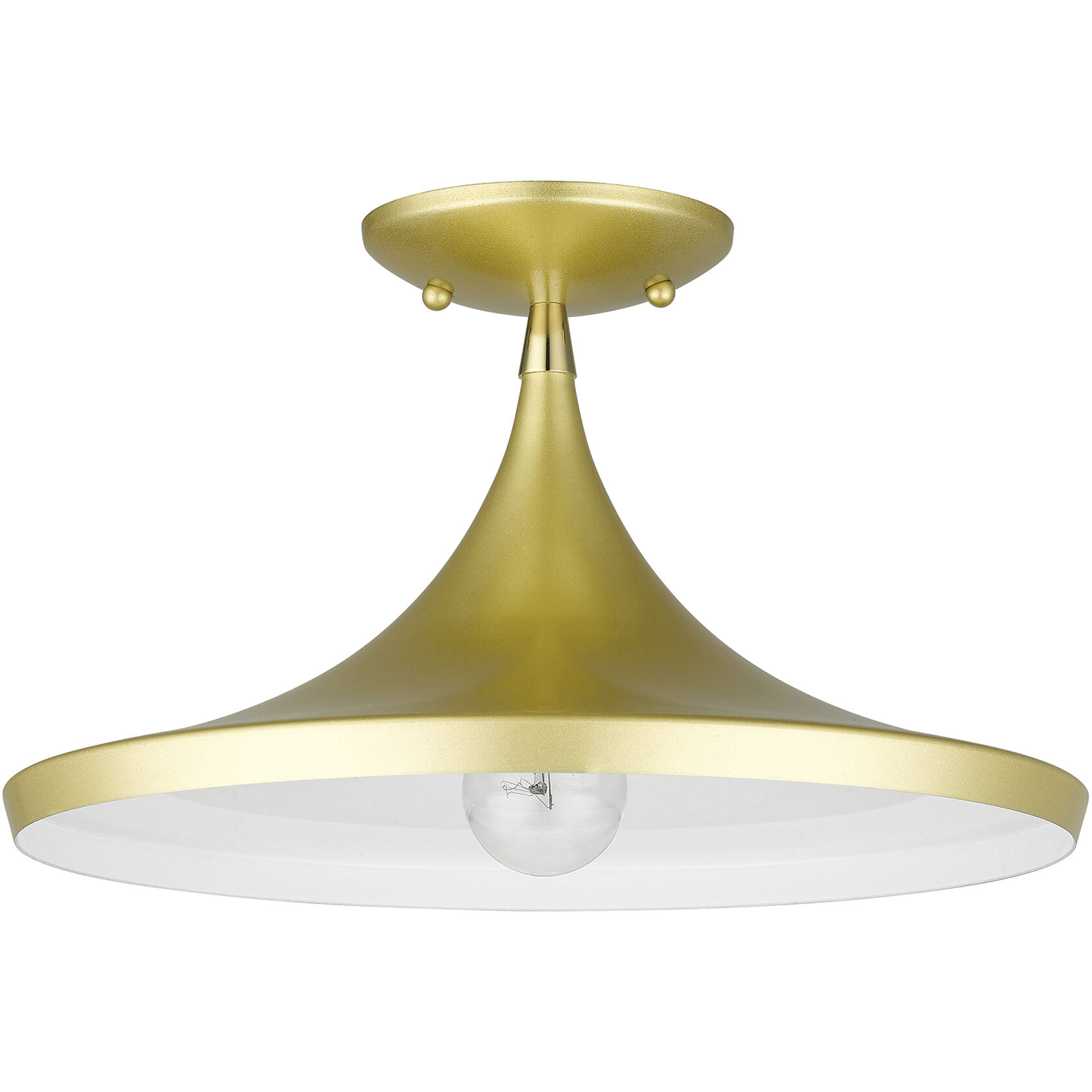 Waldorf 1 Light 14 inch Soft Gold with Polished Brass Accents Semi-Flush Ceiling Light