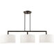 Meridian 3 Light 51 inch Black Chrome Linear Chandelier Ceiling Light