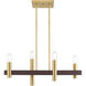 Helsinki 4 Light 8 inch Satin Brass with Bronze Accents Chandelier Ceiling Light