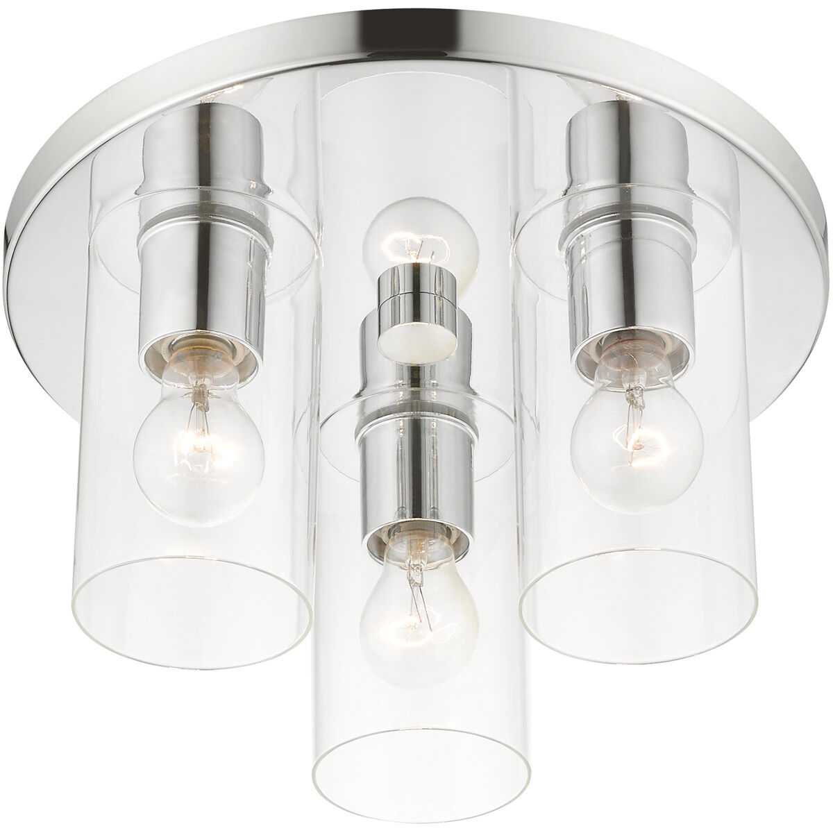 Zurich 3 Light 14 inch Polished Chrome Flush Mount Ceiling Light