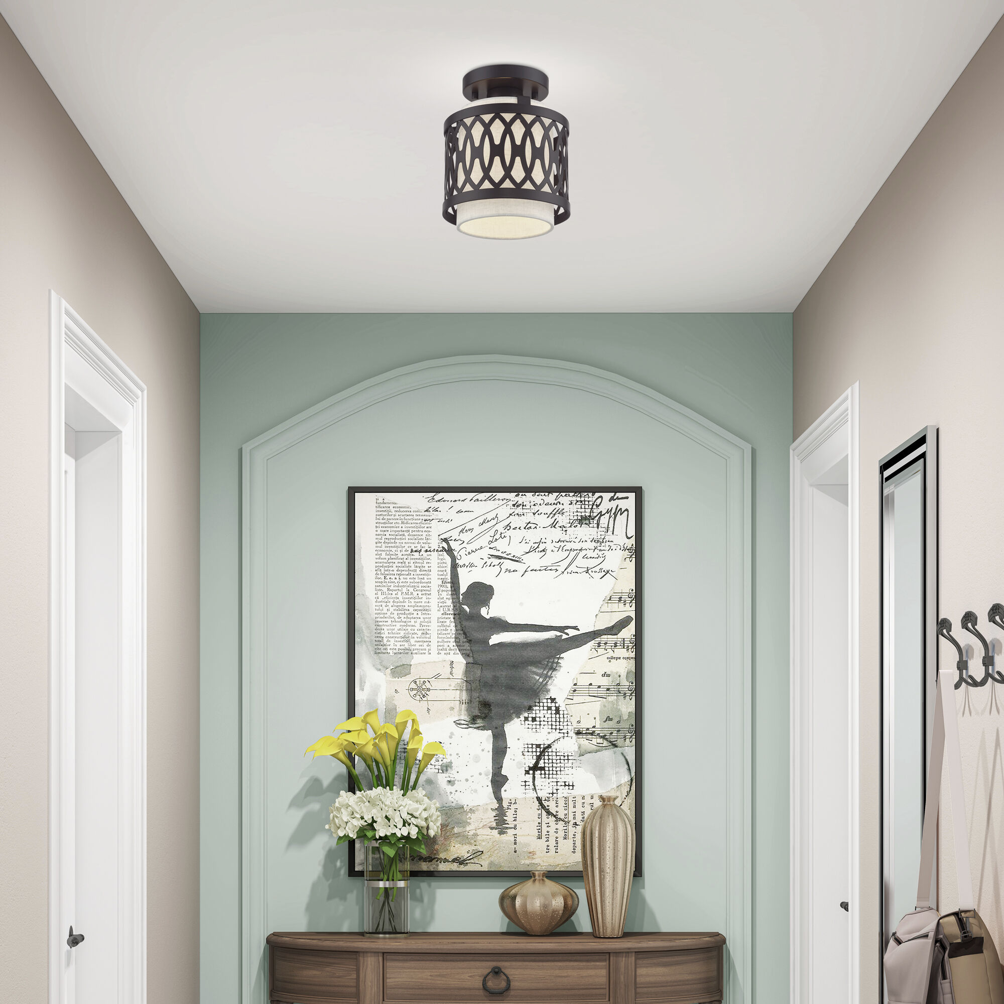 Vistaview 1 Light 7.25 inch English Bronze Semi-Flush Ceiling Light