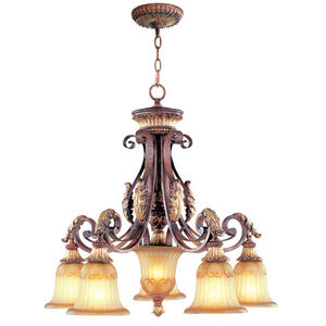 Villa Verona 6 Light 27 inch Verona Bronze with Aged Gold Leaf Accents Chandelier Ceiling Light