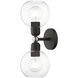Downtown 2 Light 6.5 inch Black with Brushed Nickel Accents Vanity Sconce Wall Light, Sphere