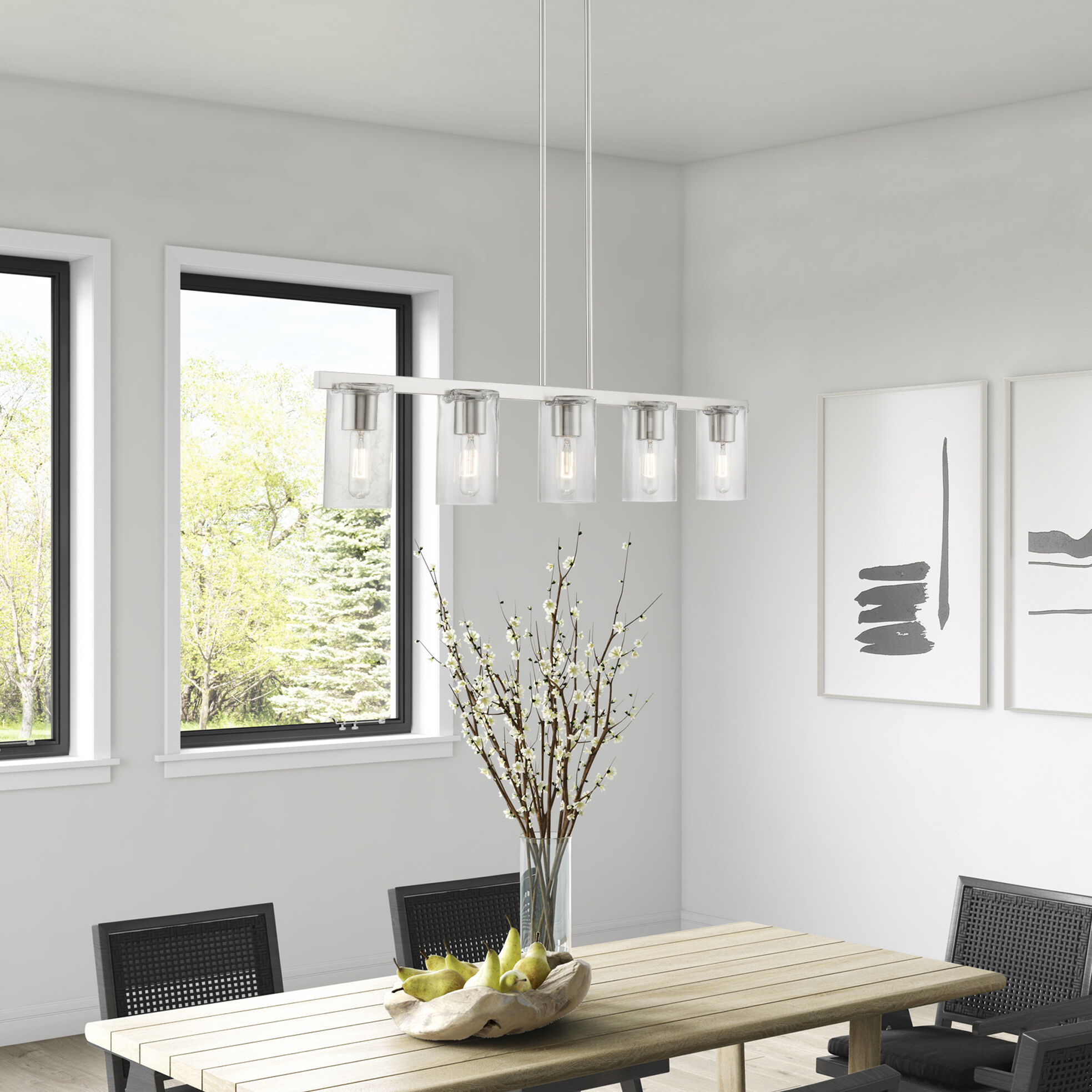 Clarion 5 Light 42 inch Brushed Nickel Linear Chandelier Ceiling Light