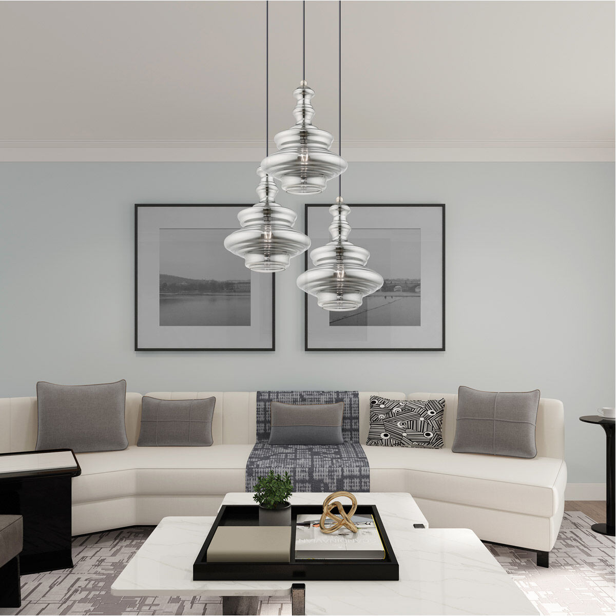 Art Glass 1 Light 12 inch Brushed Nickel Mini Pendant Ceiling Light
