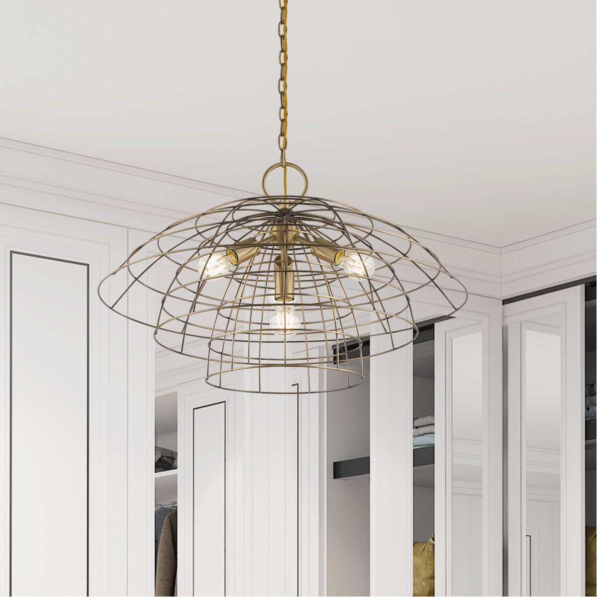 Brooklyn 4 Light 28 inch Antique Brass Chandelier Ceiling Light