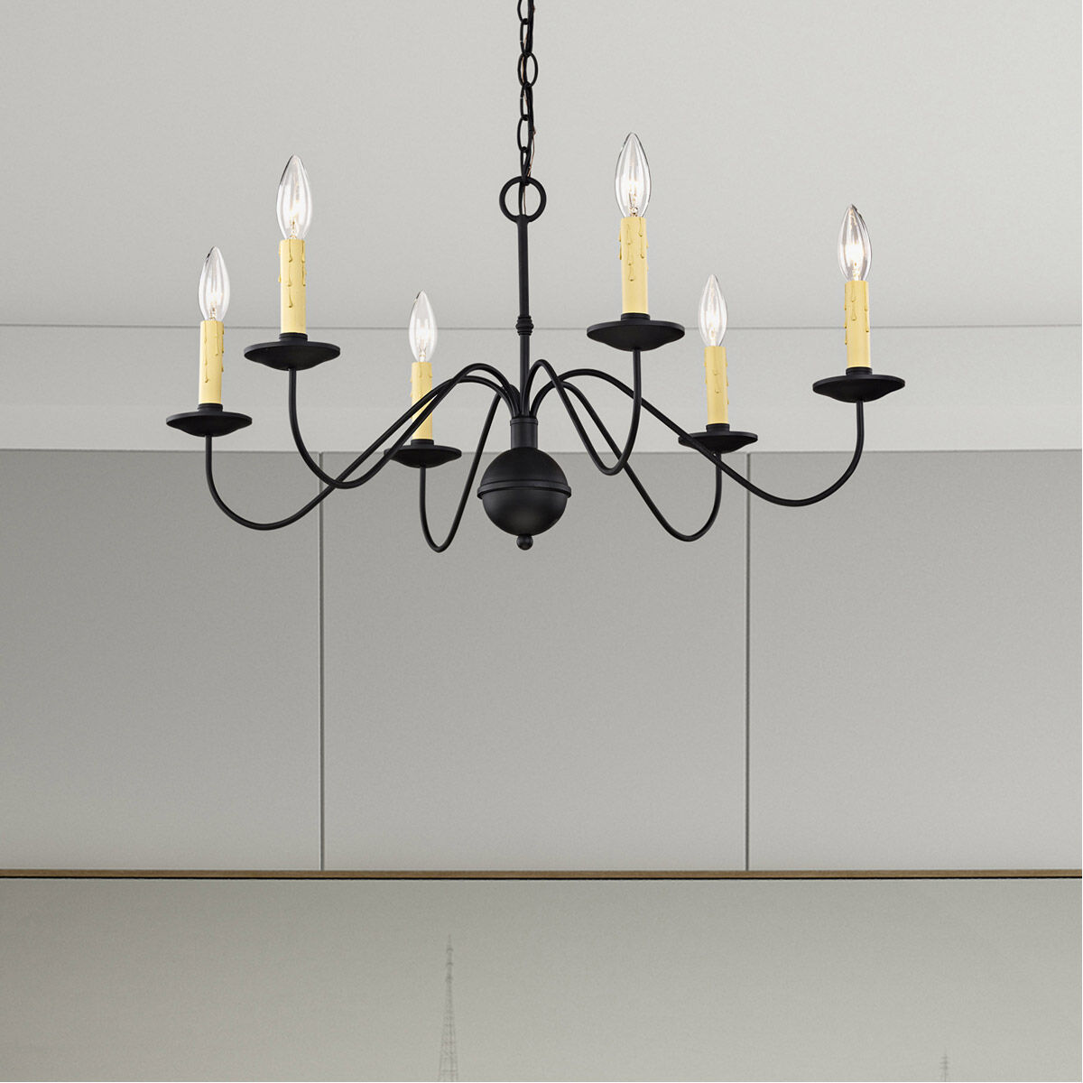 Heritage 6 Light 28 inch Black Chandelier Ceiling Light