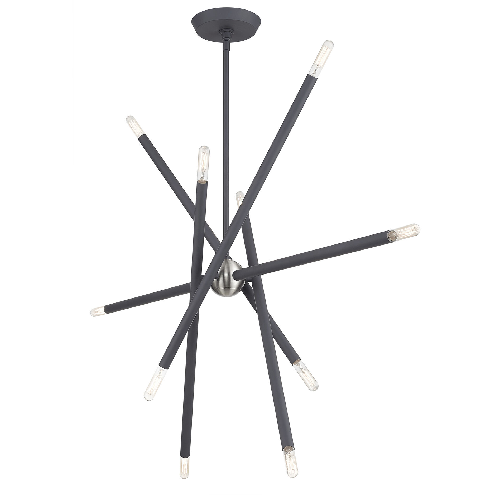 Soho Linear Chandelier Ceiling Light in Scandinavian Gray with Brushed Nickel Accents