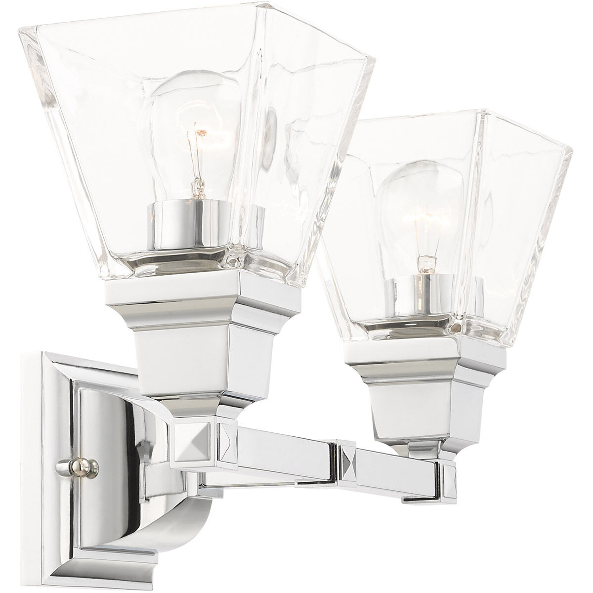 Mission 2 Light 15 inch Polished Chrome Vanity Sconce Wall Light
