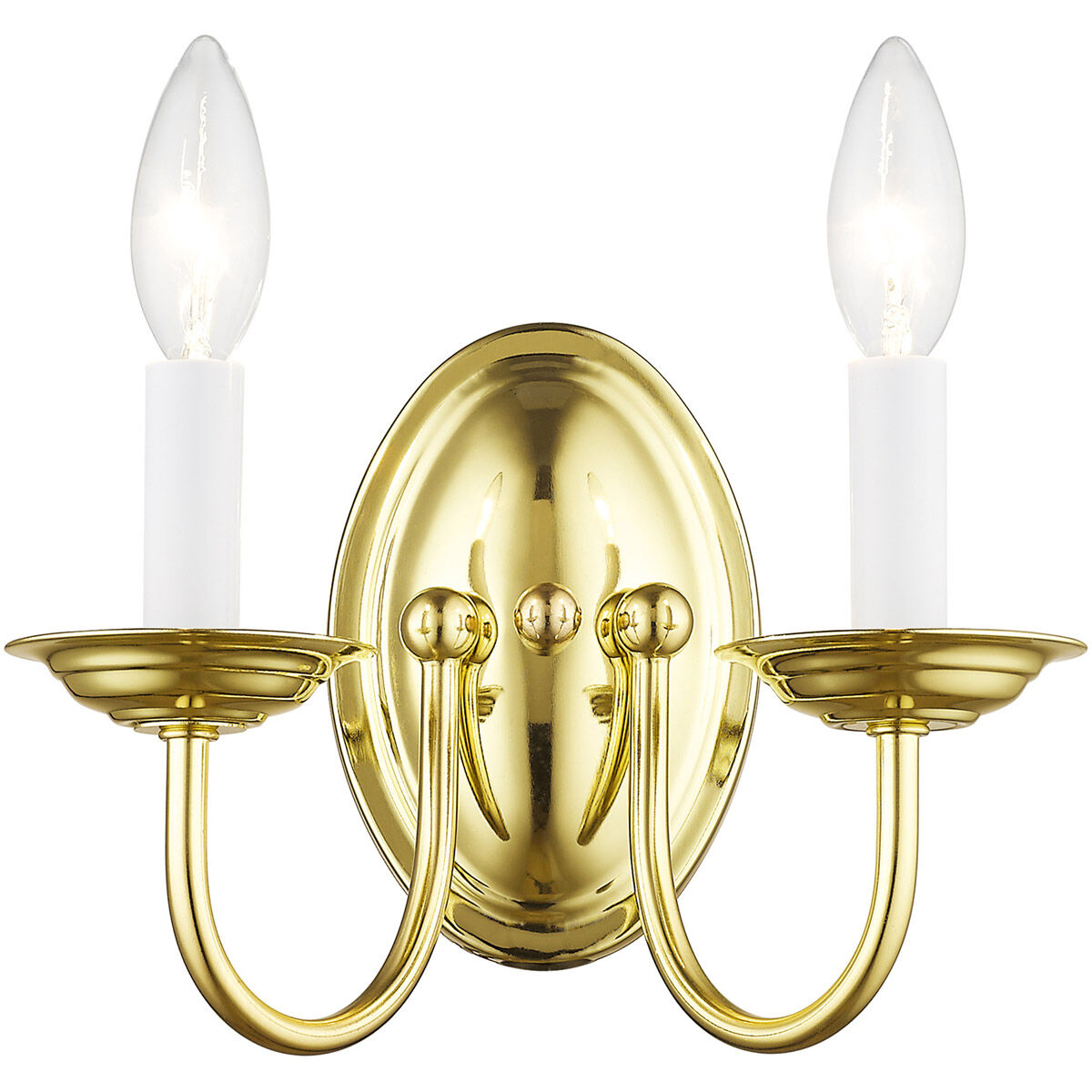 Home Basics 2 Light 10 inch Polished Brass Wall Sconce Wall Light