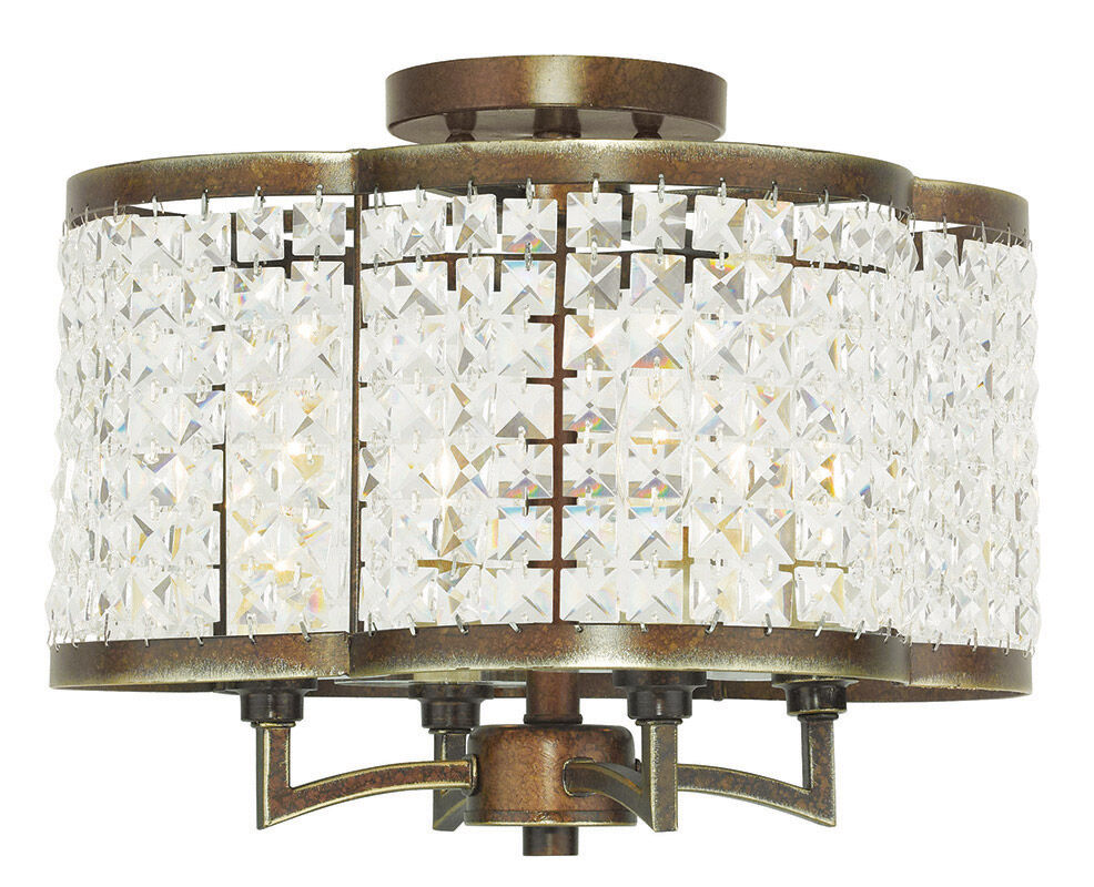 Grammercy 4 Light 14 inch Hand Painted Palacial Bronze Convertible Mini Chandelier/Ceiling Mount Ceiling Light