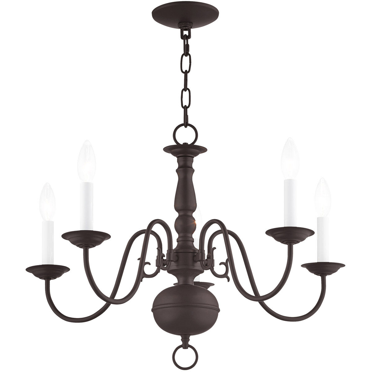 Williamsburgh 5 Light 24 inch Bronze Chandelier Ceiling Light