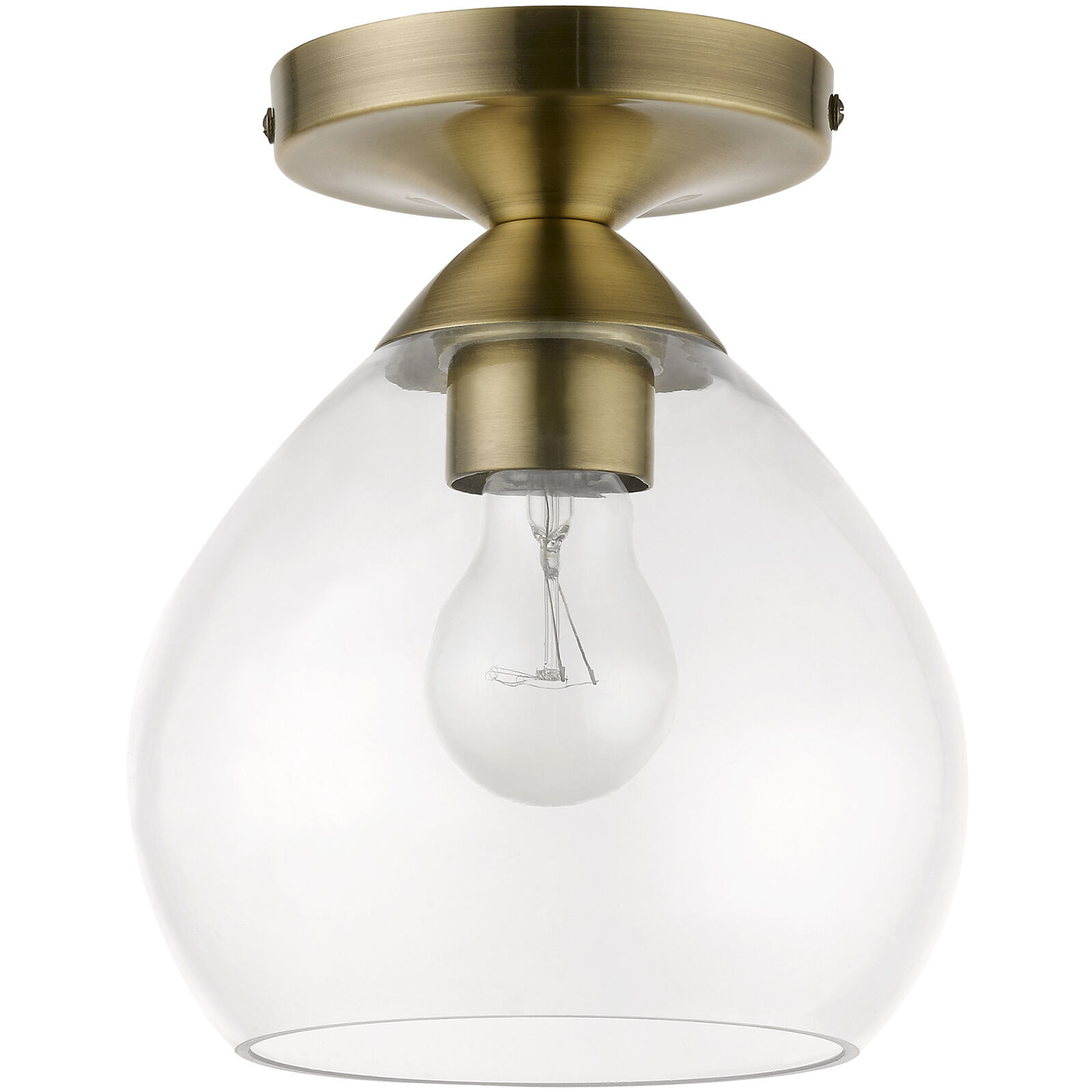 Catania 1 Light 7 inch Antique Brass Semi-Flush Ceiling Light