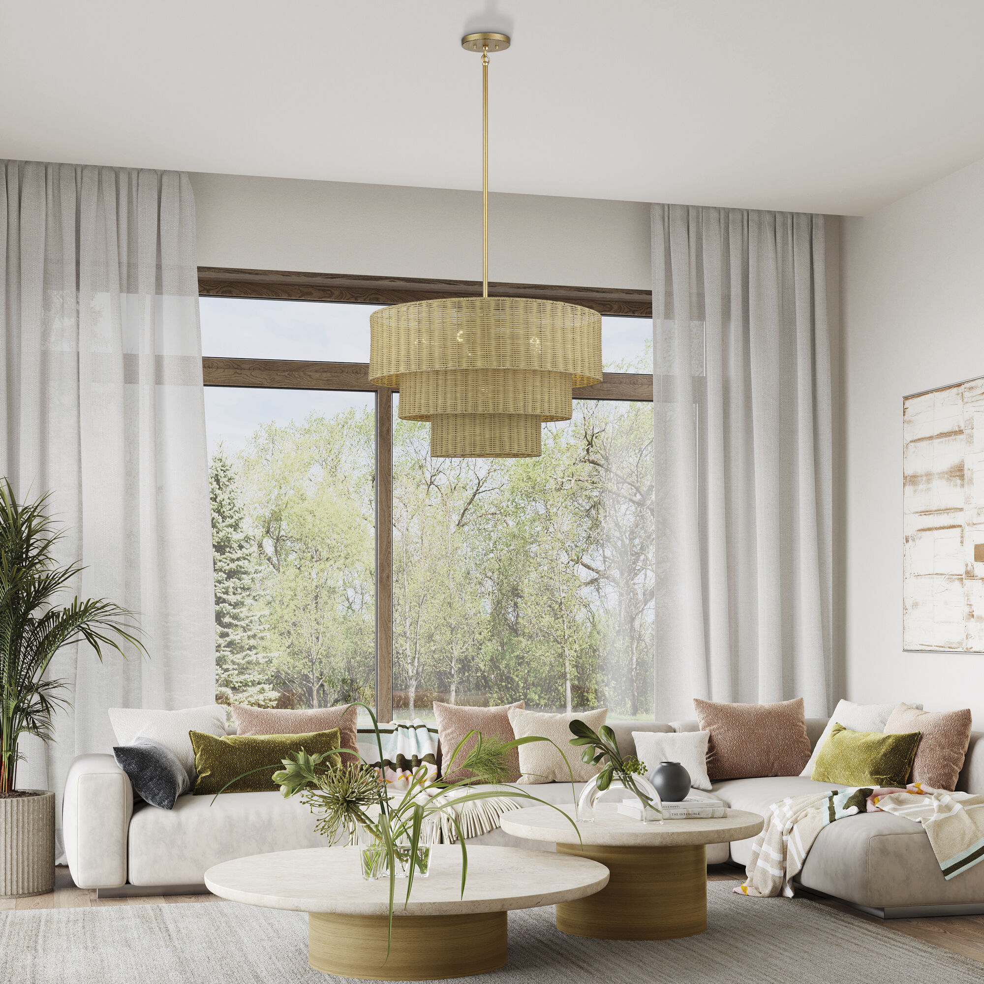 Weavington 6 Light 28 inch Antique Gold Leaf Pendant Chandelier Ceiling Light, Large