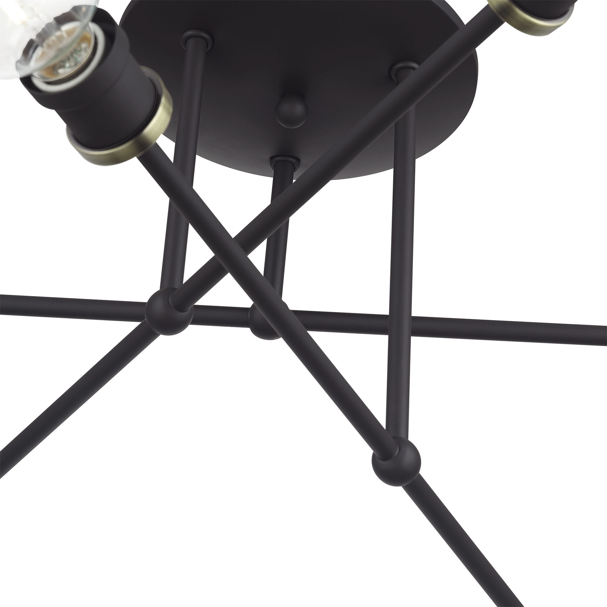 Delacroix 6 Light 28 inch Bronze with Antique Brass Accents Semi-Flush Ceiling Light