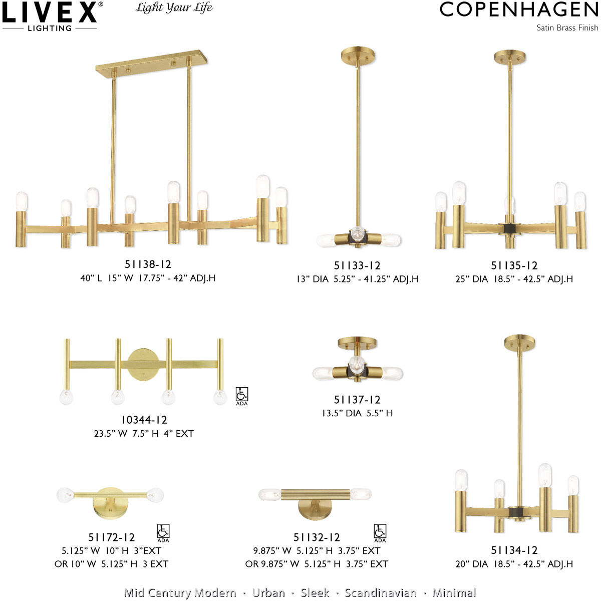 Copenhagen 5 Light 25 inch Satin Brass Chandelier Ceiling Light