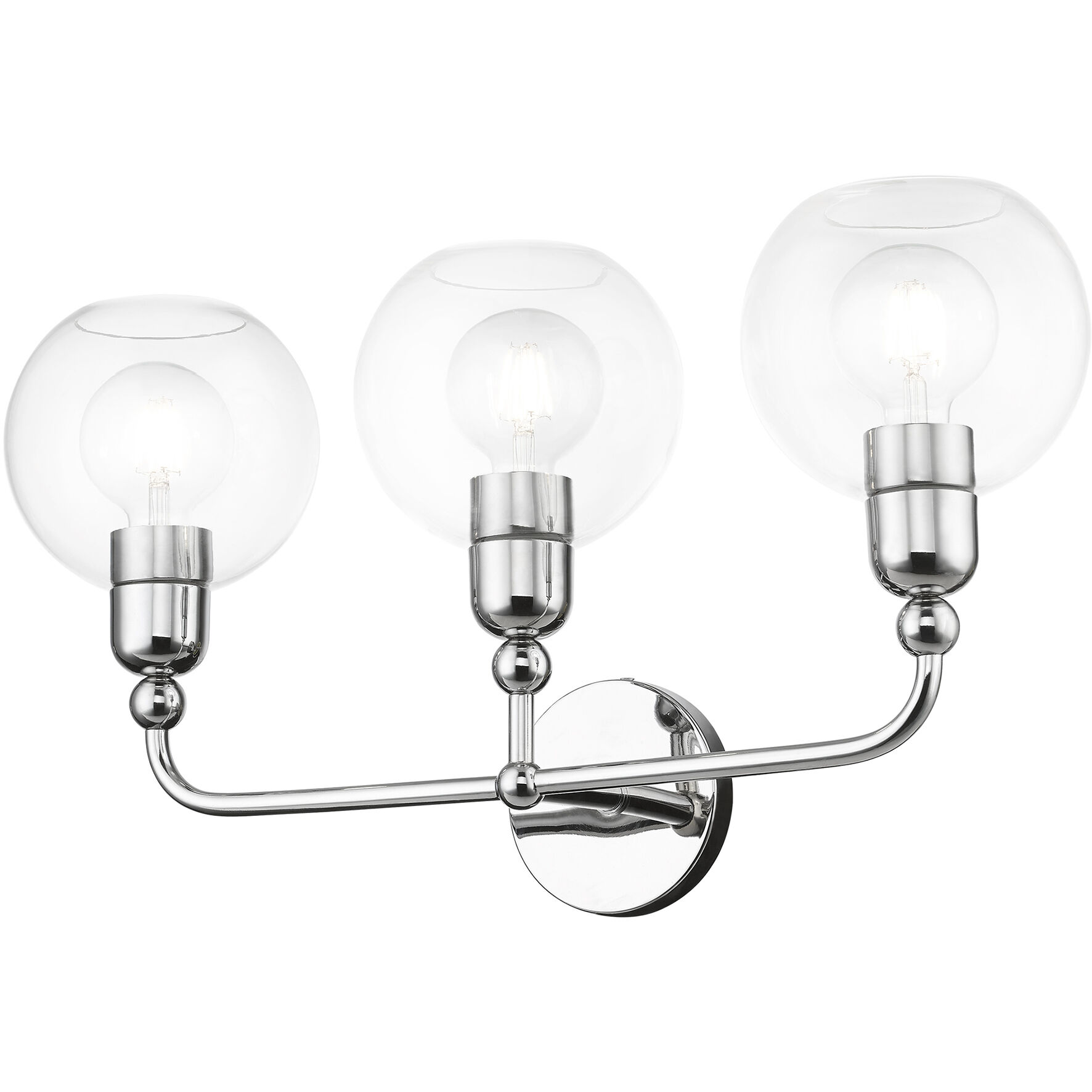 Downtown 3 Light 24 inch Polished Chrome Vanity Sconce Wall Light, Sphere