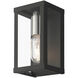 Gaffney 1 Light 8 inch Black with Brushed Nickel Finish Accents Outdoor Wall Lantern in Black with Brushed Nickel Accents, Small