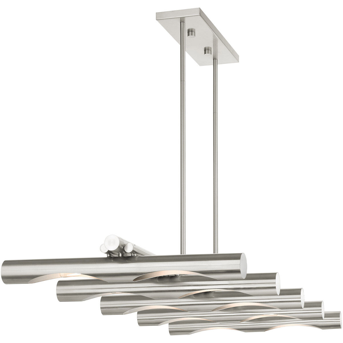 Acra 10 Light 50 inch Brushed Nickel Linear Chandelier Ceiling Light